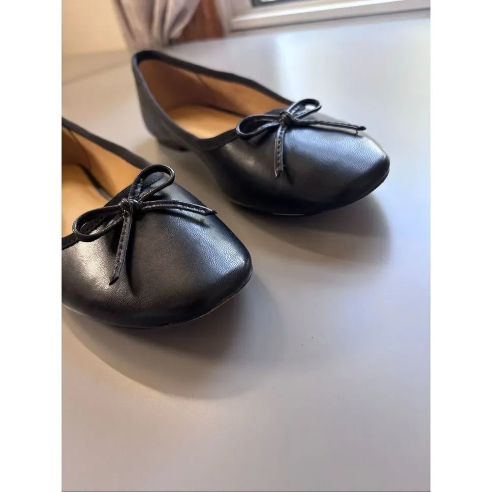 J. Crew Ballet flats black bow size 8